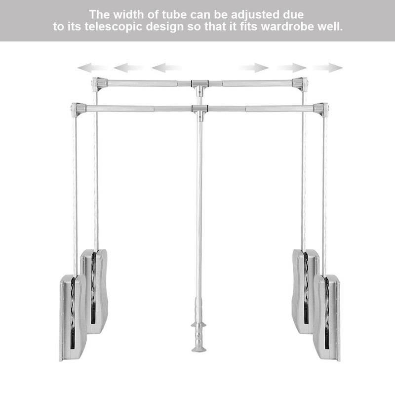 Ejoyous Pull Down Closet Rod, Adjustable Wardrobe Organizer Clothing Rail For Hanging Clothes Heavy Duty Clothes Rod Hanger Soft Return Space Saving for Closet Wardrobe, Adjusted from - Image 3